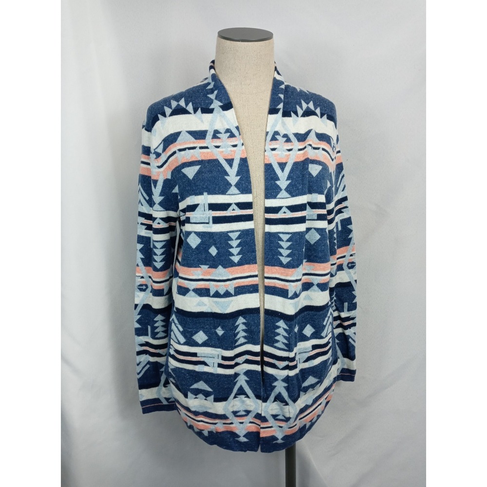 Land's End Poncho M/P 10-12 Southwest Print Blue Coral Geometric Boho